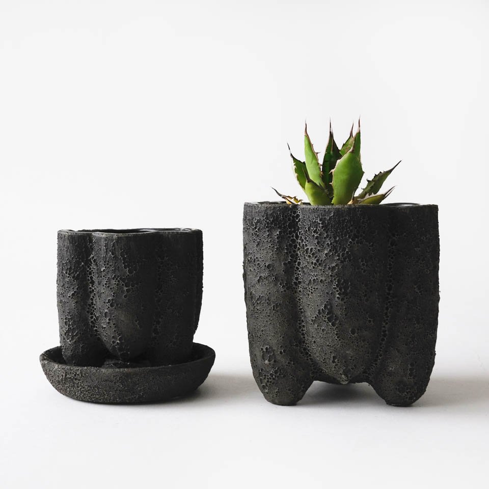 楽天市場】Stump／ストンプ 植木鉢 陶器 受皿付 3号 4号 溶岩石風