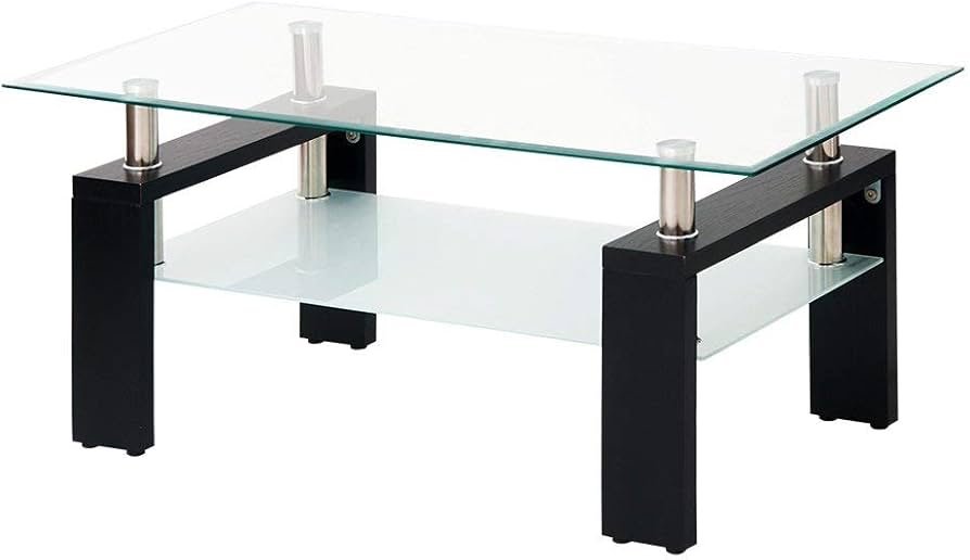 Amazon｜(OSJ)ガラステーブル コーヒーテーブル 幅88cm 強化ガラス天板
