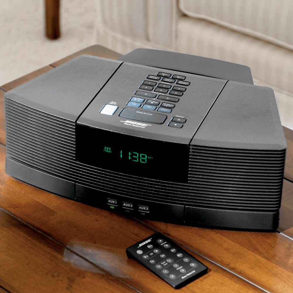 A Bose Wave Radio/CD system from the late 90s and early 2000s. The