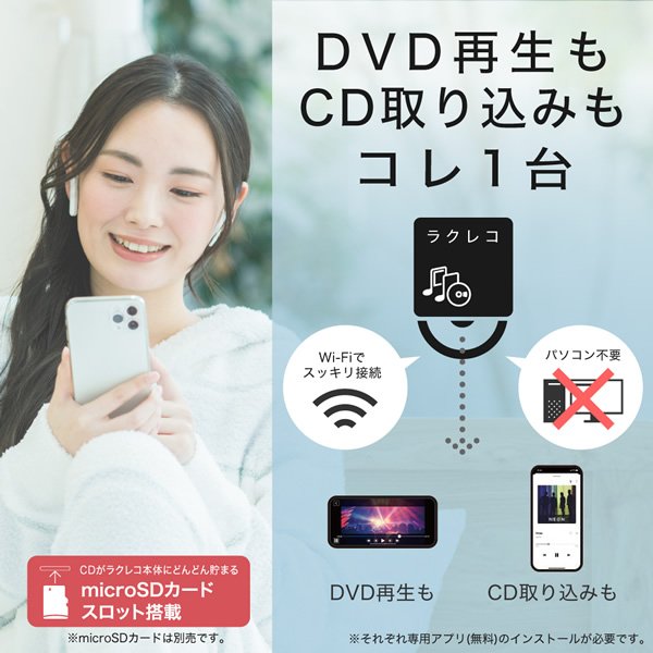 BUFFALO（バッファロー） スマホ用CDレコーダー ラクレコ DVD再生 RR