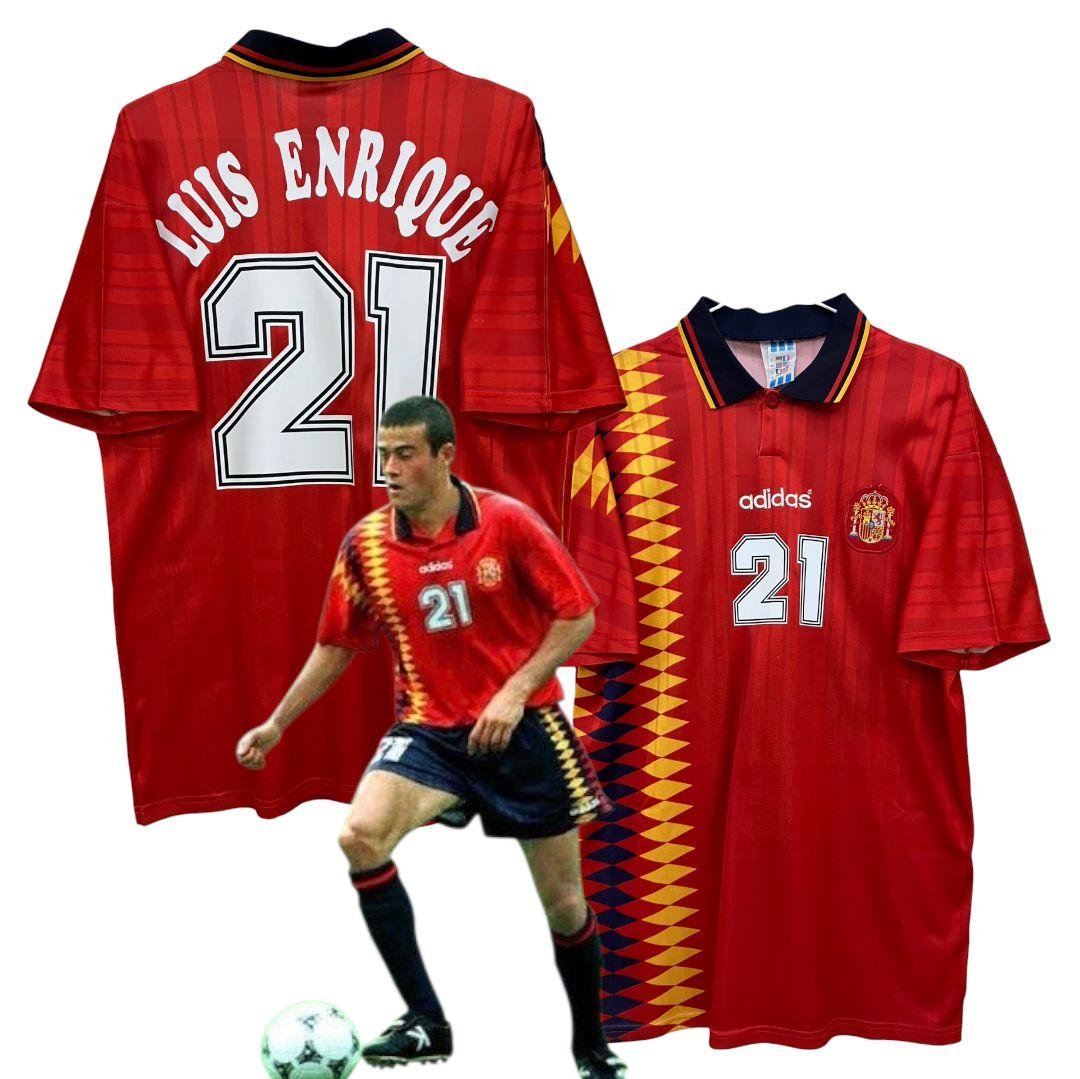 1994 スペイン代表　ルイス・エンリケ　アディダスオフィシャル　ユニフォーム スペイン代表（H）1998 フランスW杯 ルイスエンリケ＃21 +