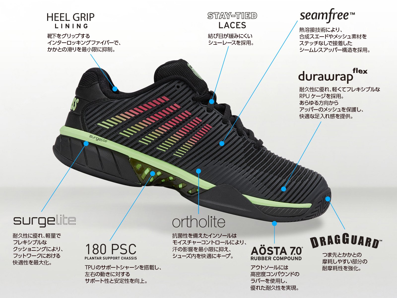 K・SWISS HYPERCOURT EXPRESS 2 MEN（BLACK X GREEN）オールコート